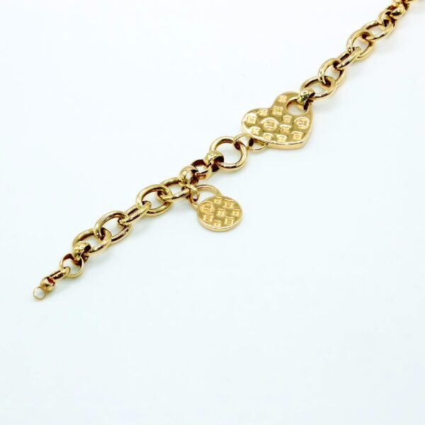 Brazalete oro 14k corazon y candado